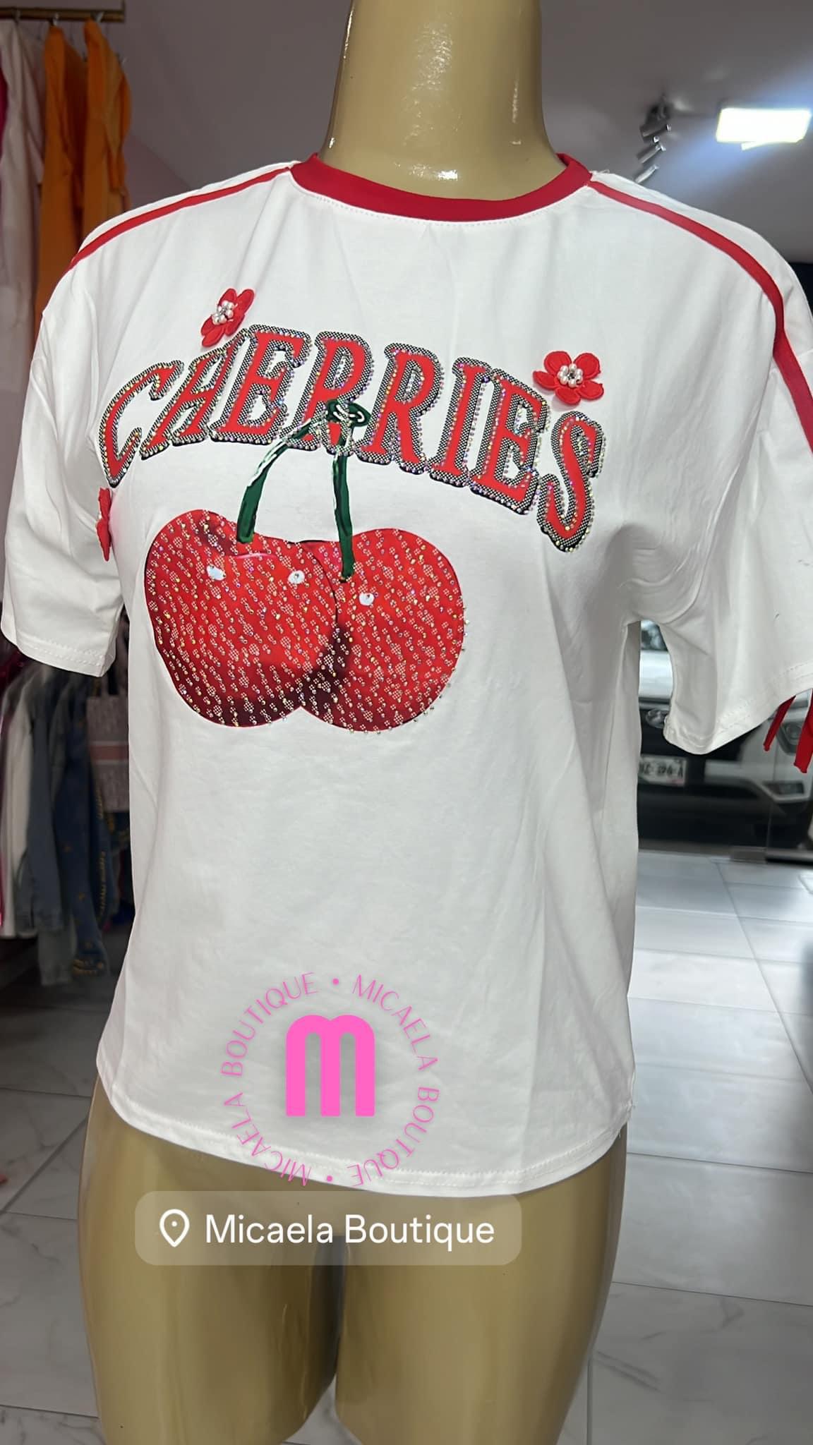 Blusa Blanca Cherries 