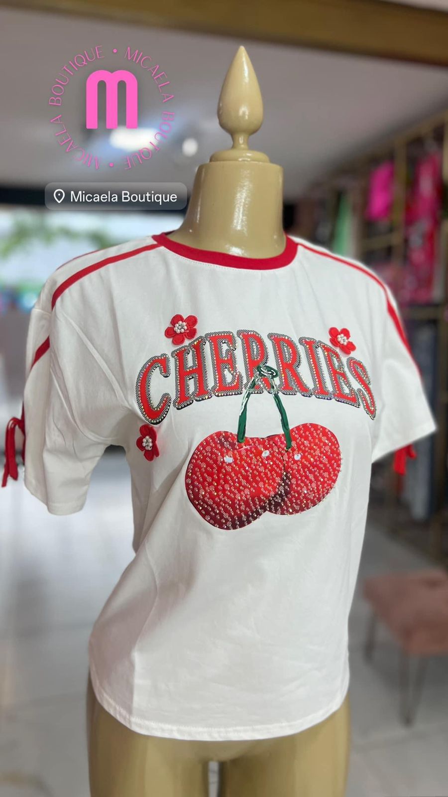 Blusa Blanca Cherries 