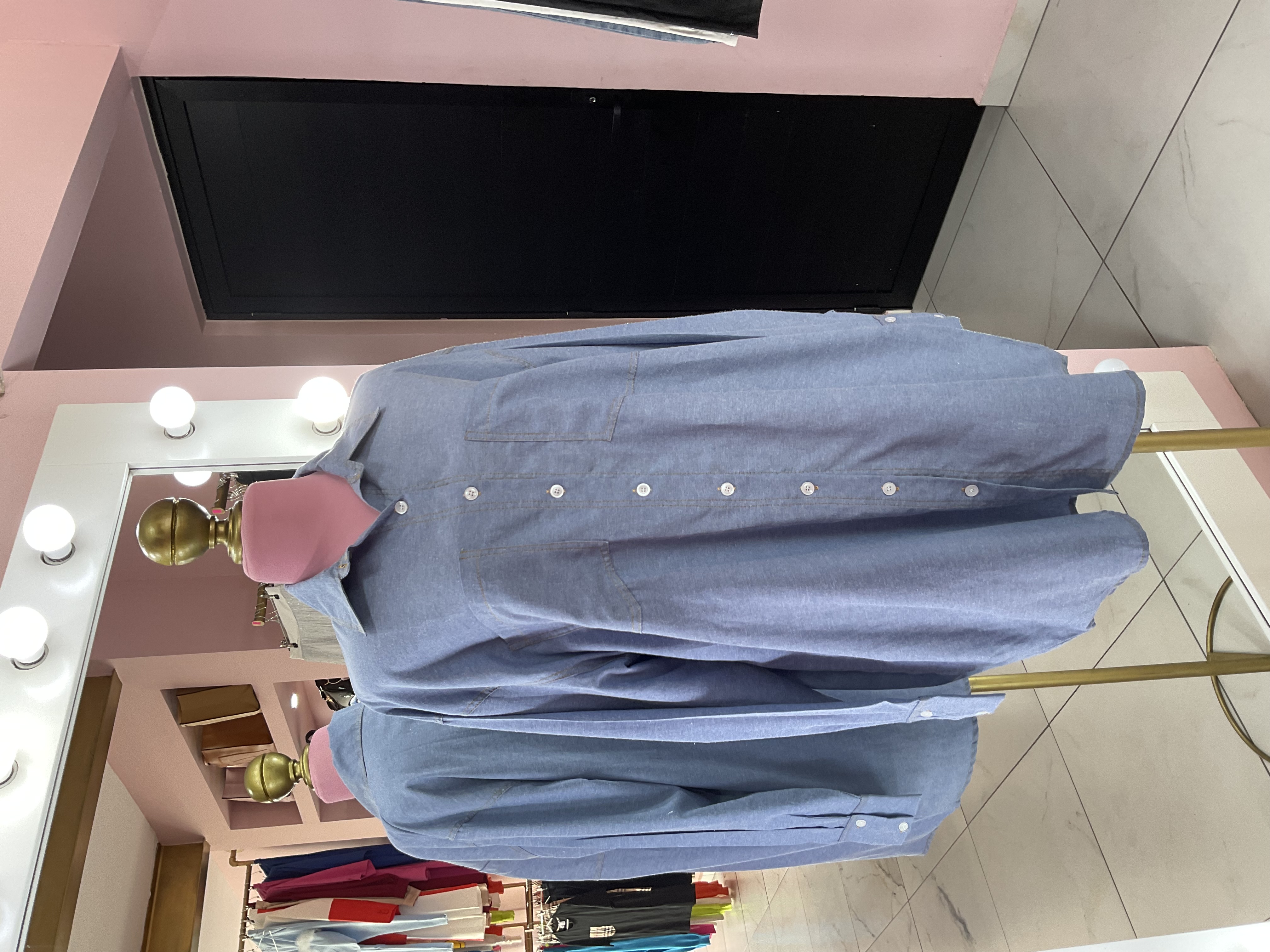 Camisa Manga Larga Mezclilla Azul Oversize 